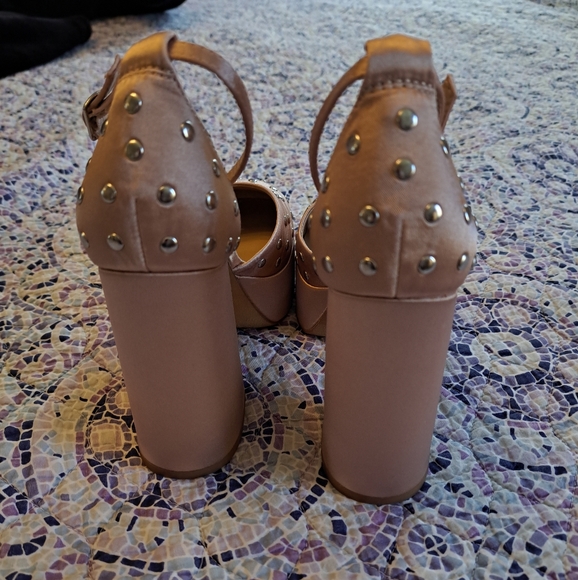 SILENT D Blush Satin Platform Heels - Picture 4 of 6